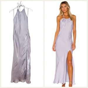 House Of Harlow 960 x Revolve Lavender Purple Satin Halter Maxi 90s Dress Sz M